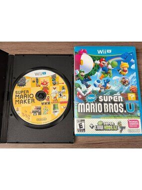Nintendo Wii U 2 Game Lot Bundle: Super Mario Maker & Super Mario 3D World